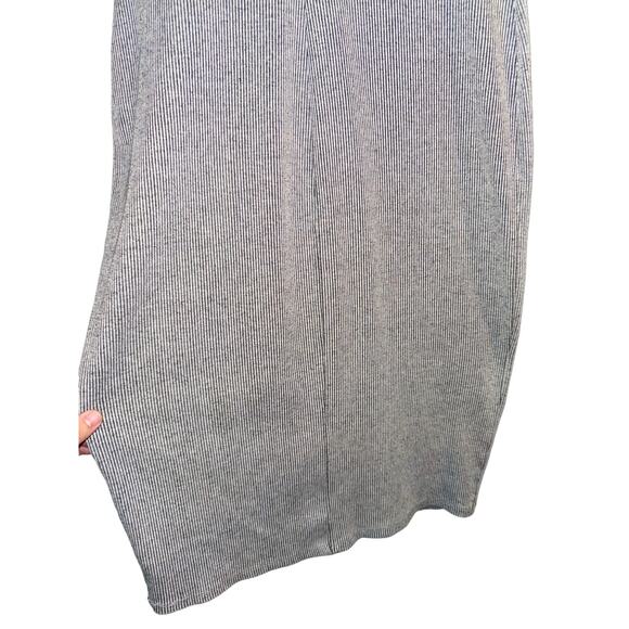 Vintage Mossimo Ribbed Sleeveless Dress Medium Gray Y2K 90s V Neck Workwear - Picture 5 of 7